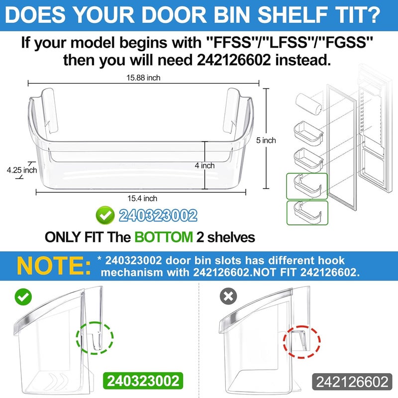 Alvar UPGRADED 240323002 Refrigerator Door Bin Compatible With Frigidaire Gallery Door Shelf Replacement Bottom Fridge Shelves Frigidaire Replacement Door Shelf FGHS2631PF4A FGUS2642LF2 AP2115742 Door Bin - Image 2
